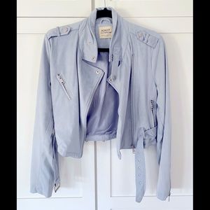 Baby blue belted zipper jacket size M never worn